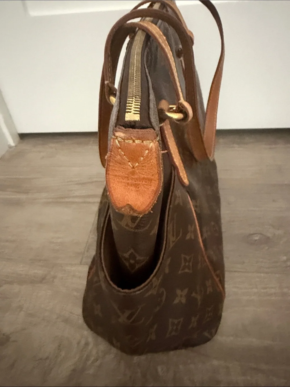 Louis Vuitton Monogram Canvas Shopper Tote in Brown with Tan Trim
